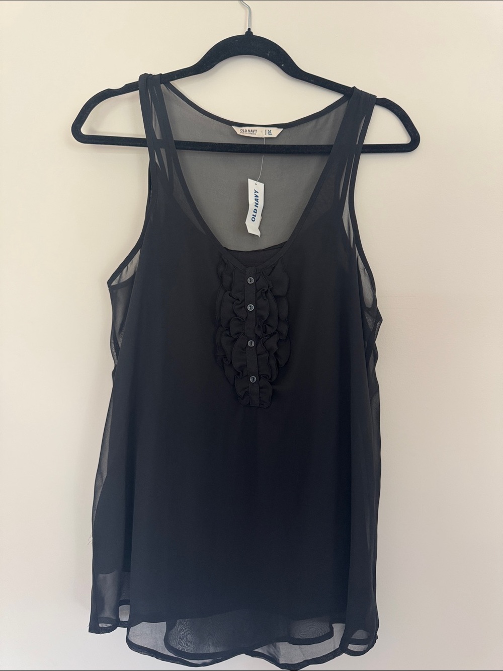 Old Navy Black Sheer Ruffle-Front Camisole
